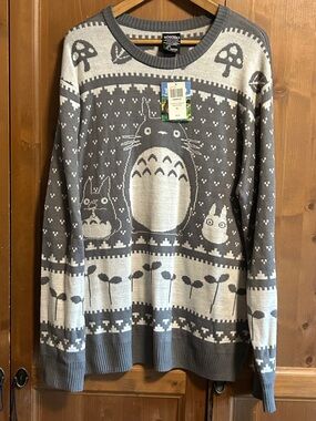 NWT Our Universe Studio Ghibli My Neighbor Totoro Fair Isle Knit Sweater XL